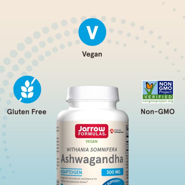 cápsulas veganas Jarrow Formulas Ashwagandha suplemento natural 300 mg