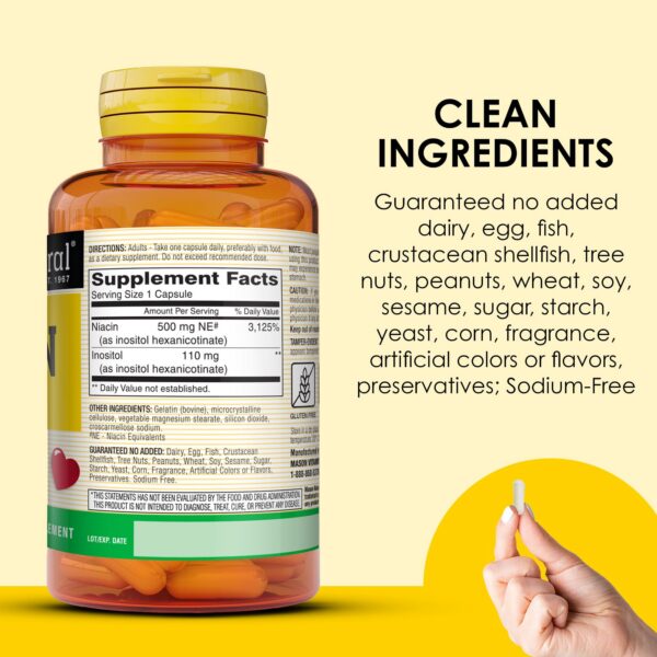 Cápsulas Mason Natural niacina para sistema nervioso y digestivo