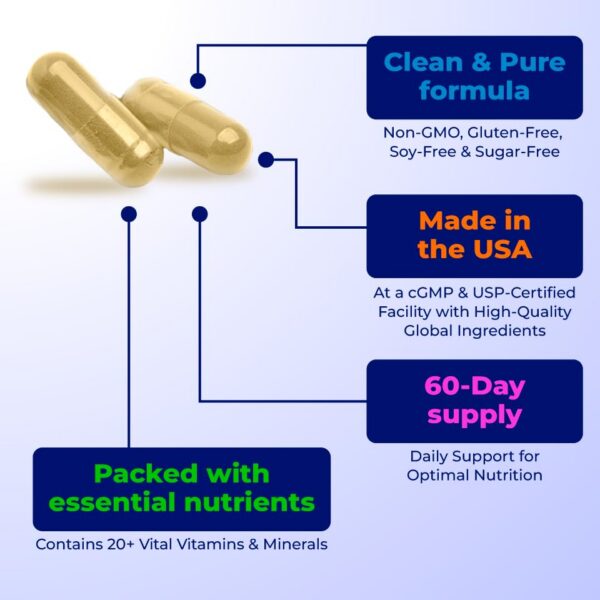 Vista cápsulas multivitamínicas GUSEVIT para mujeres