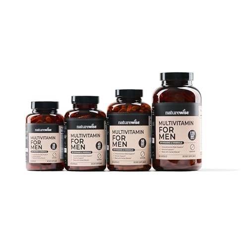 Cápsulas multivitaminico hombres NatureWise en fondo blanco