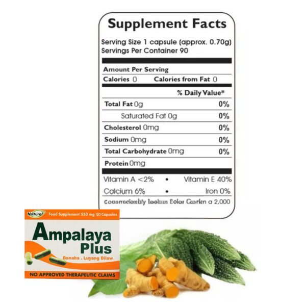 Cápsulas naturales Ampalaya Plus 550mg apoyo salud integral