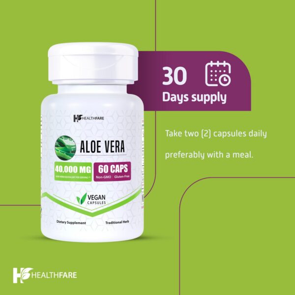 Cápsulas naturales Healthfare Aloe Vera sin gluten