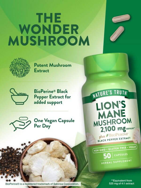 Cápsulas naturales de Lion's Mane para bienestar diario
