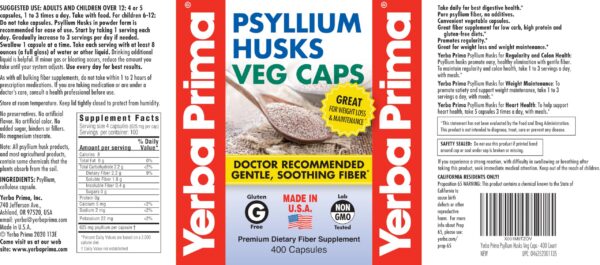 Cápsulas no-OGM psyllium fibra vegetal fibras dietéticas