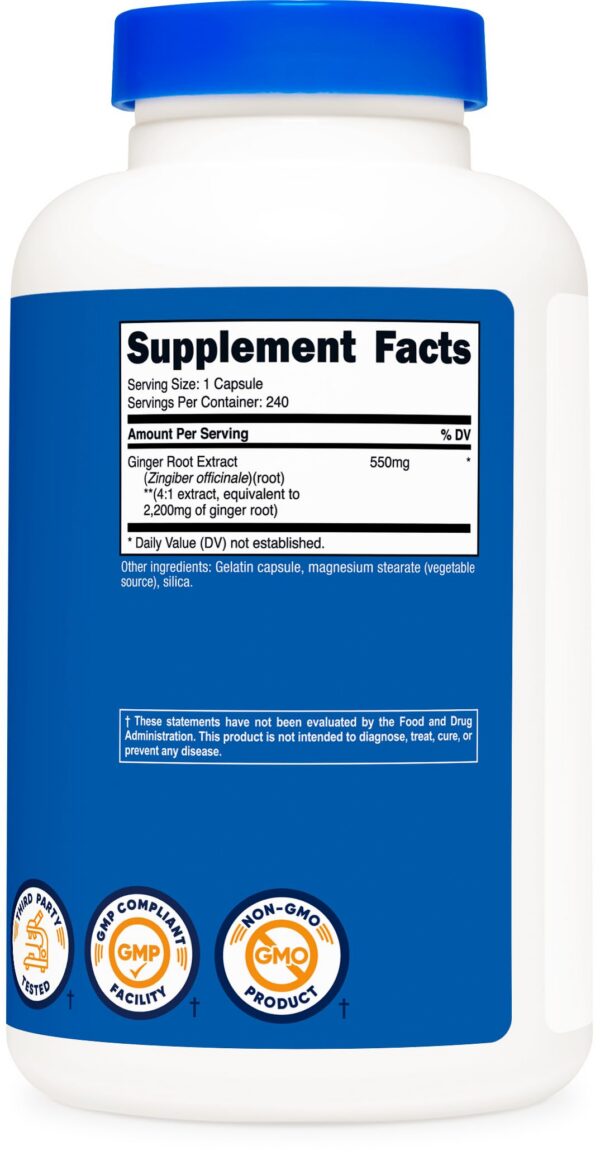 Cápsulas Nutricost extracto jengibre para salud digestiva