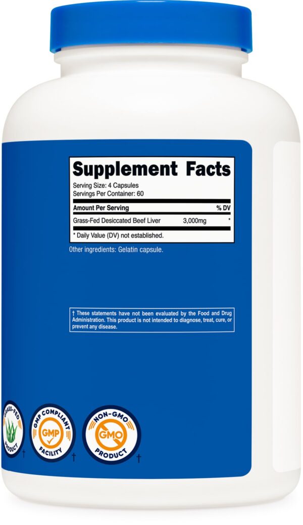 Cápsulas Nutricost de hígado de res argentino sin OGM ni hormonas