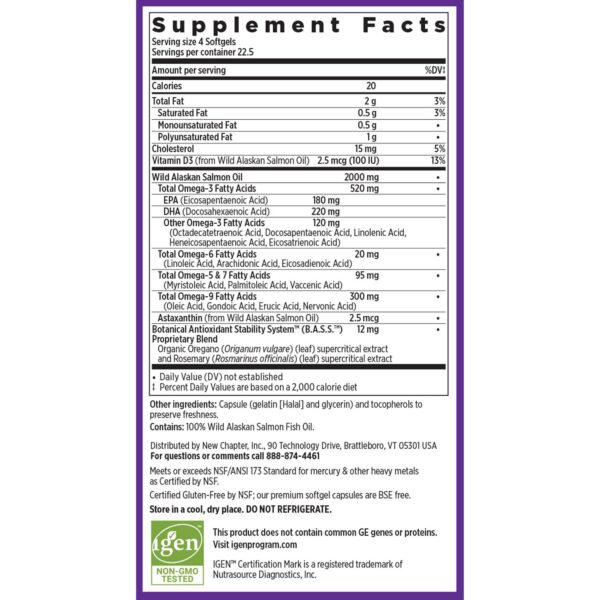 Cápsulas omega 3 puro de salmón salvaje Alaska New Chapter