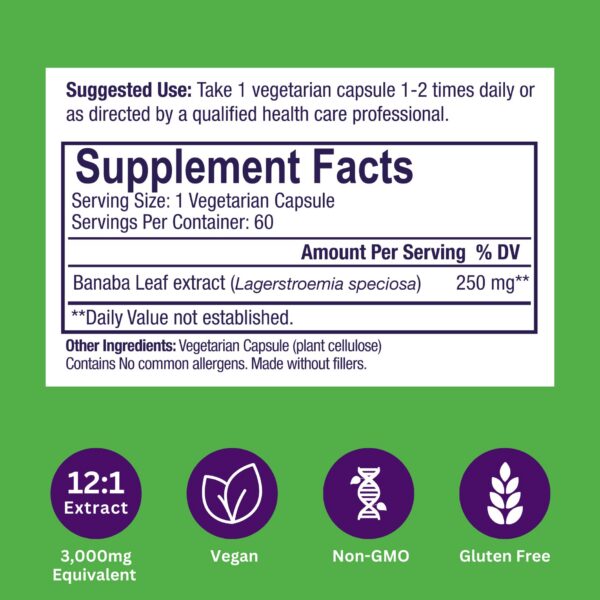 Cápsulas Paradise Herbs orgánicas hoja de banaba cosecha a mano