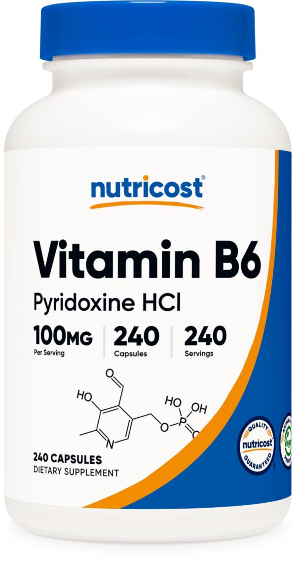 Cápsulas pequeñas vitamina b6 Nutricost sin gluten
