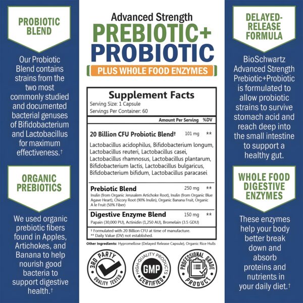 Cápsulas probióticas para adulto BioSchwartz salud digestiva