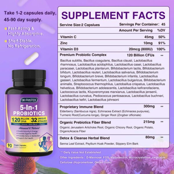 Cápsulas probióticas DRFOSTER para hombres y mujeres salud digestiva