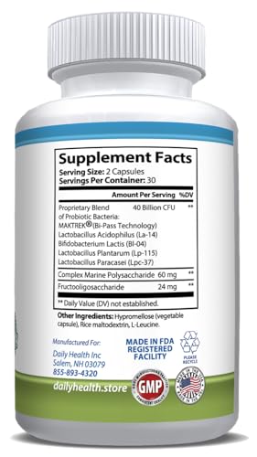 Daily Probiotic suplemento cápsulas 60 para digestión saludable