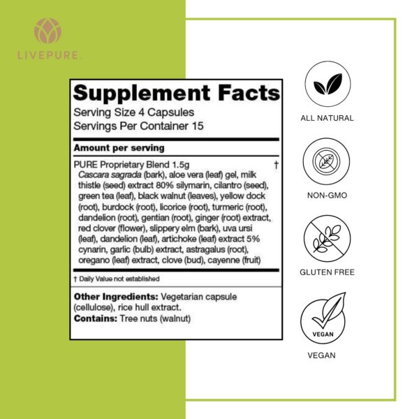 Cápsulas PURE Live Cleanse para salud intestinal y digestión óptima