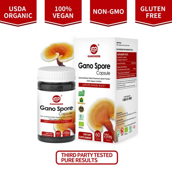 Cápsulas Reishi orgánicas no GMO sin gluten paquete 60