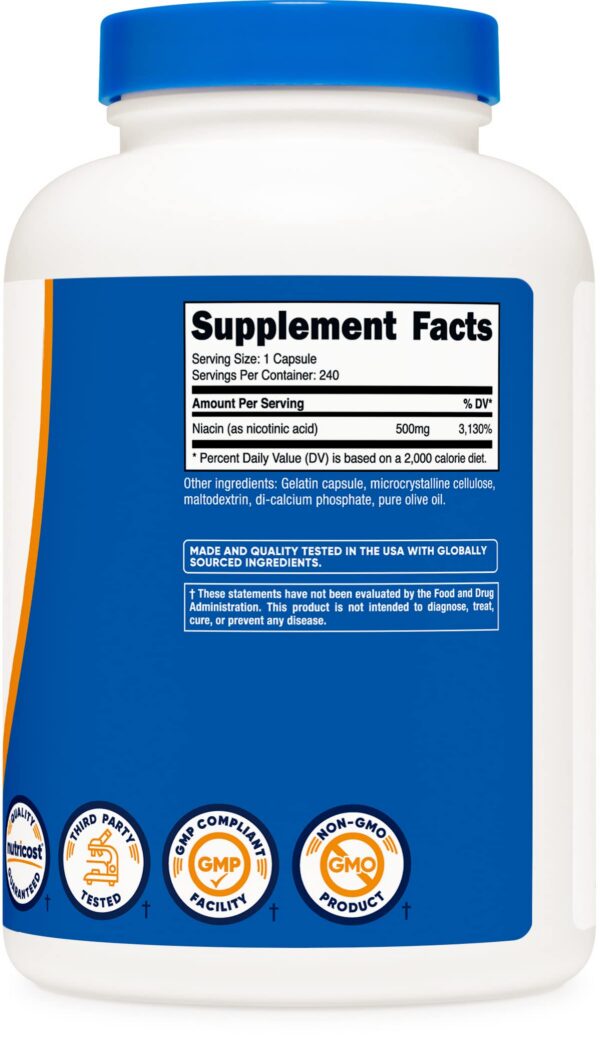 Cápsulas saludables Nutricost Niacina 500mg B3