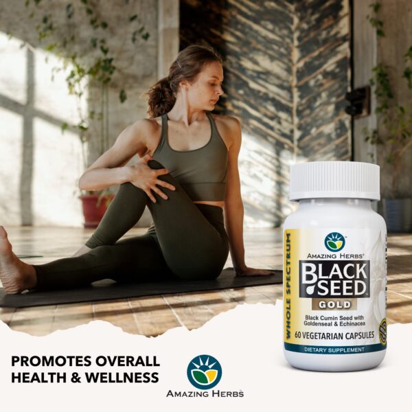 Cápsulas de semilla negra espectro completo Amazing Herbs Black Seed Gold