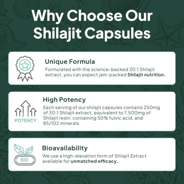 Cápsulas de shilajit veganas para salud ósea y hormonal