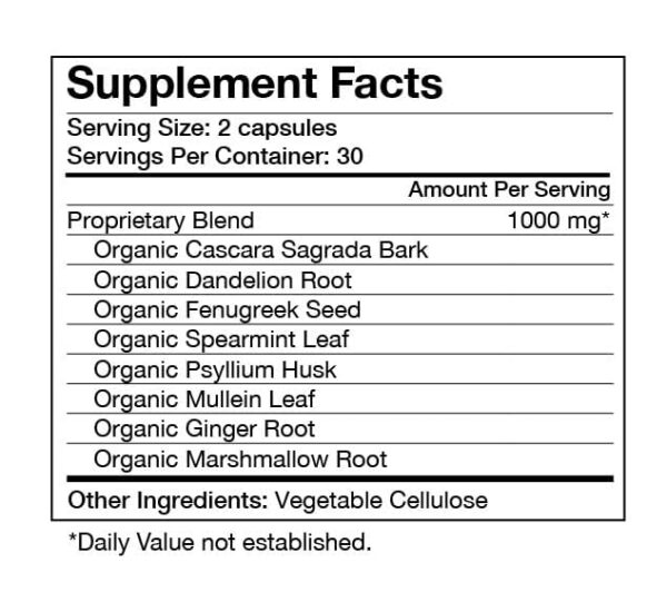 Cápsulas sueltas fórmula colon Food Over Drugs sobre superficie blanca