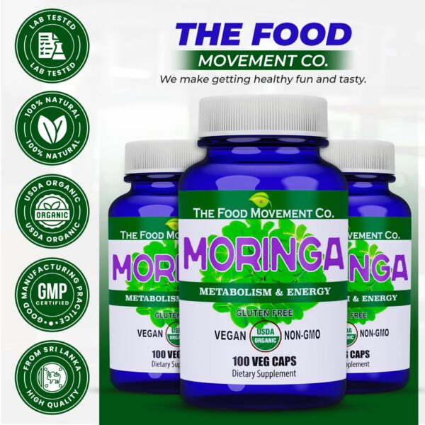 Cápsulas superalimento moringa orgánica antioxidante bienestar