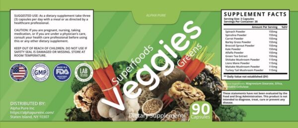 Cápsulas de superalimentos Alpha Pure para nutrición diaria