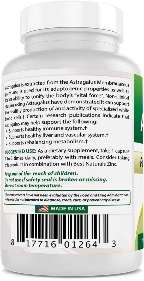 Cápsulas suplemento astrágalo Best Naturals calidad