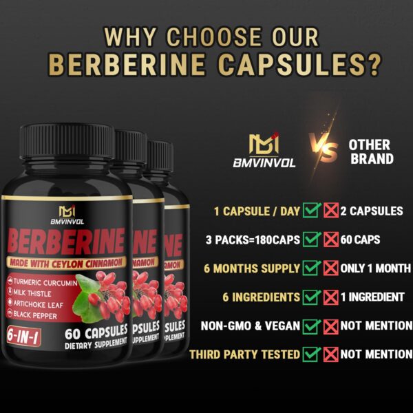 Cápsulas suplemento Berberina BMVINVOL vista detalle