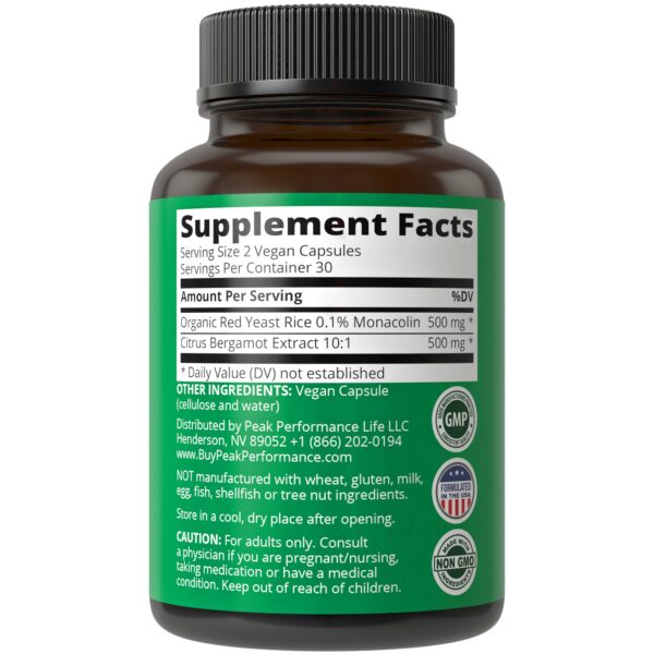 Cápsulas suplemento Bergamota y Arroz Rojo Peak Performance