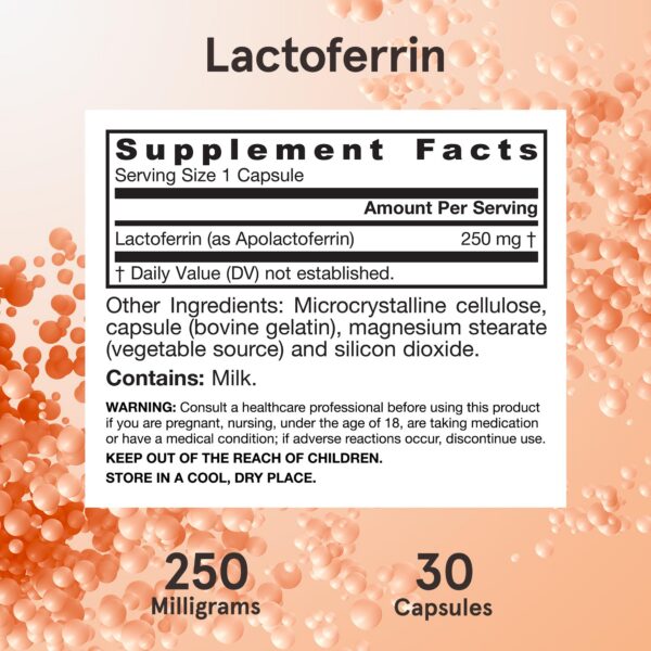 Cápsulas del suplemento Lactoferrina Jarrow