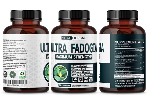 Cápsulas suplemento Ultra Vital Herbal ingredientes puros