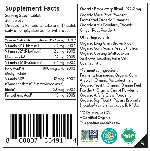 Cápsulas veganas complejo b movita con ingredientes orgánicos