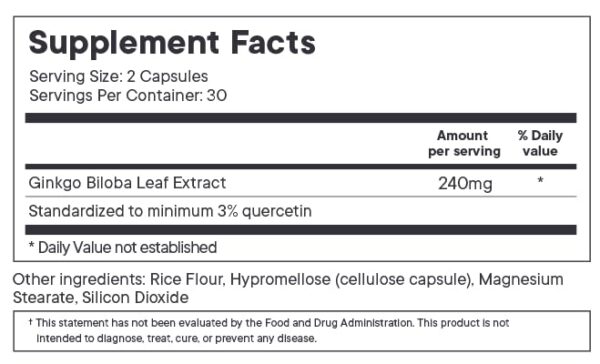 Capsulas veganas Ginkgo Biloba Illuminate Labs paquete