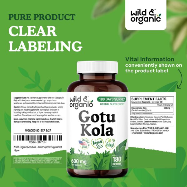 Cápsulas 100% veganas de gotu kola para enfoque y concentración