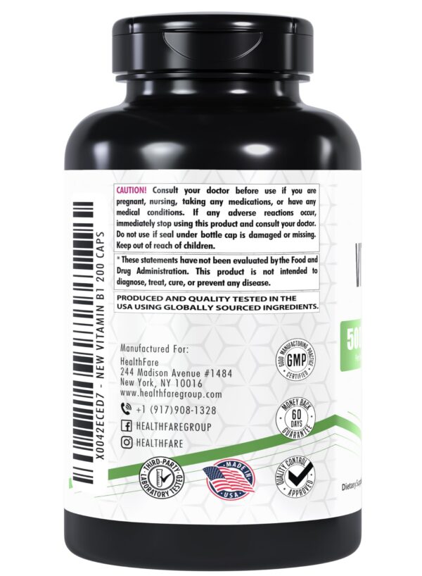 Cápsulas vegetales Healthfare 200 unidades vitamina B1