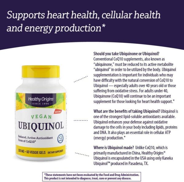 Cápsulas vegetales Healthy Origins Ubiquinol fórmulas de calidad