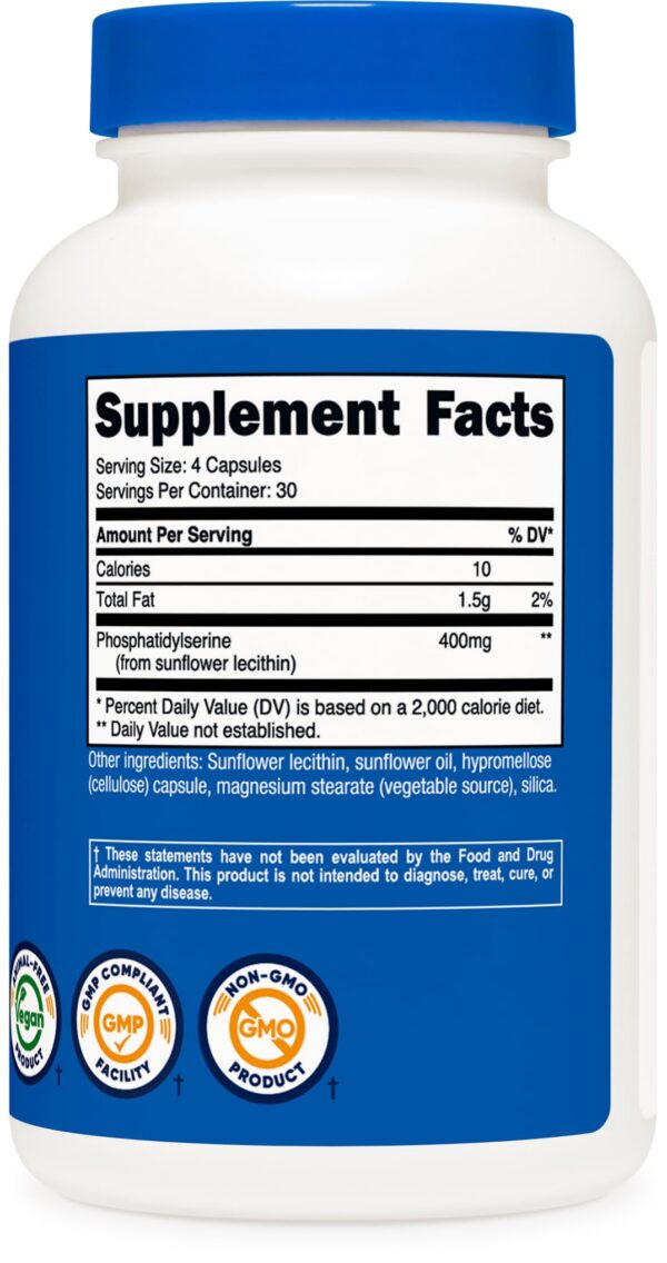 Cápsulas vegetarianas fosfatidilserina Nutricost sin gluten