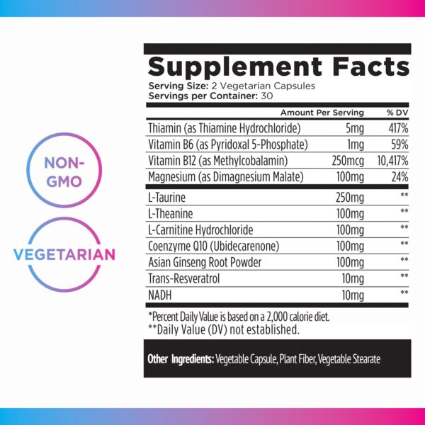 Cápsulas vegetarianas Livingood Daily Energy en envase
