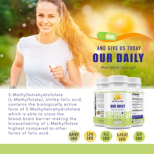 Cápsulas vegetarianas no-ogm suplemento l-metilfolato 7.5 mg