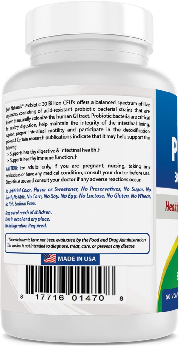 Cápsulas vegetarianas Best Naturals para flora intestinal saludable