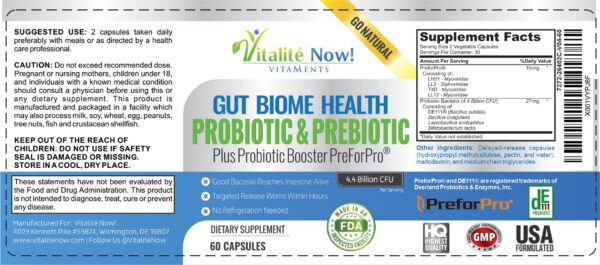 Cápsulas Vitalité Now para restauración del bioma intestinal