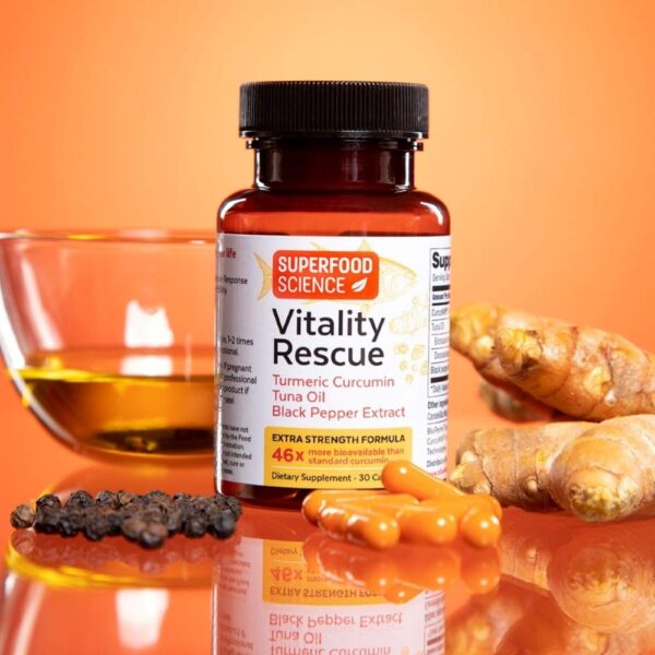 Capsulas Vitality Rescue omega 3 con cúrcuma y bioperine para energía