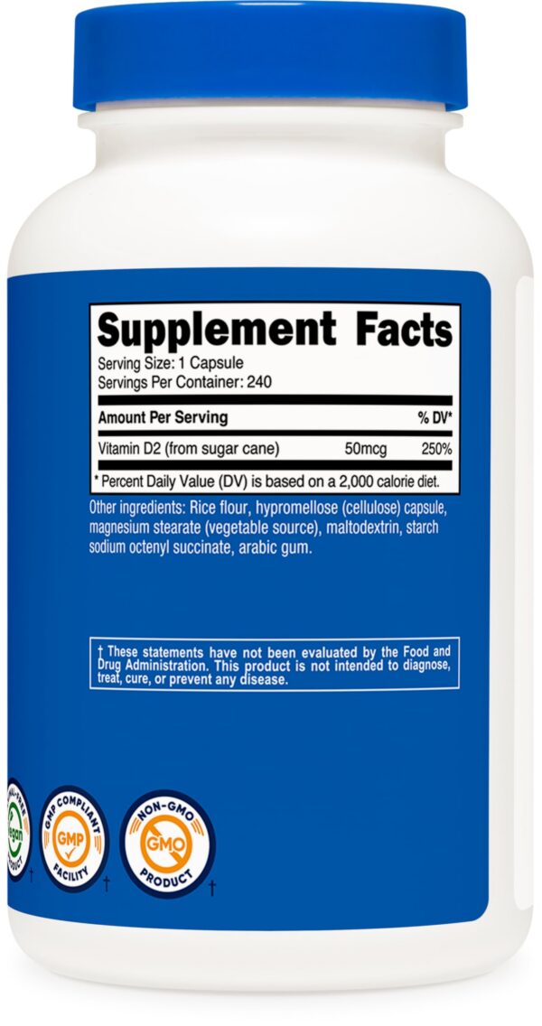 Cápsulas vitamina d2 Nutricost suplemento vegano calidad garantizada