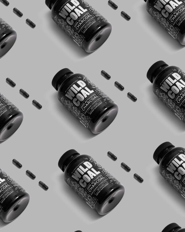 Wild Foods carbón activado cápsulas 100 orgánico cáscaras coco