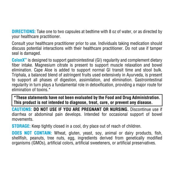 Cápsulas XYMOGEN ColonX con ingredientes naturales para el tránsito intestinal