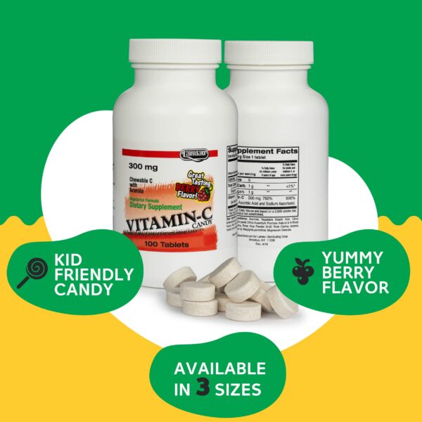 Caramelos masticables Landau Vitamina C 300 mg sabor bayas 500 unid