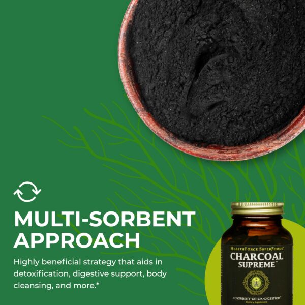 Carbón supremo HealthForce SuperFoods orgánico vegano 120 cápsulas