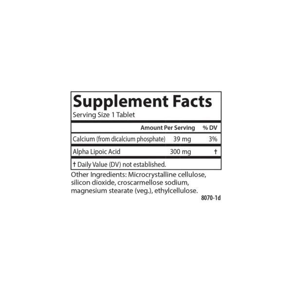 Version 1.0.0 Etiqueta nutricional de Carlson ácido alfa lipoico