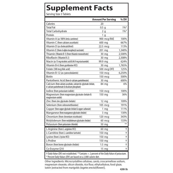 Etiqueta posterior Carlson Cardio Complete multivitamínico
