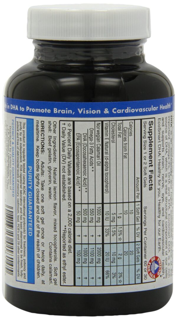 Etiqueta con información de DHA y EPA