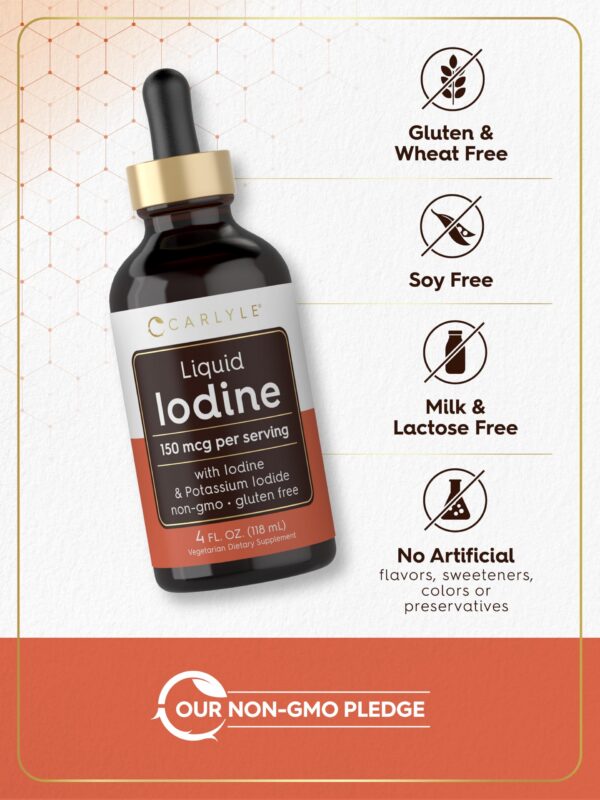 Envase Carlyle de yodo líquido en primer plano