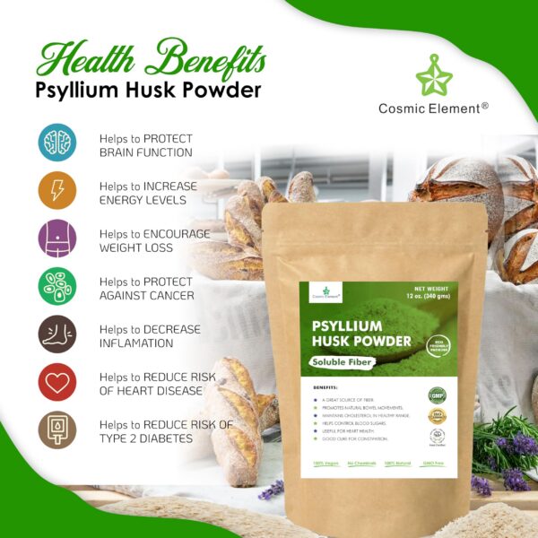 Cáscara de psyllium orgánica para suplementar fibra dietética diaria